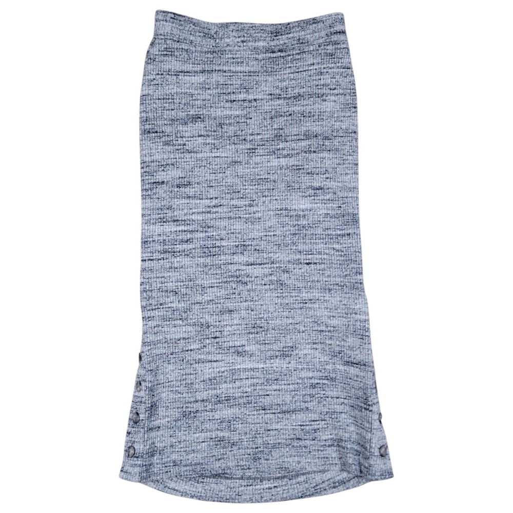 Maeve Sweater Midi Skirt Womens XXSP Gray Pencil Stretch Button Academia Cozy